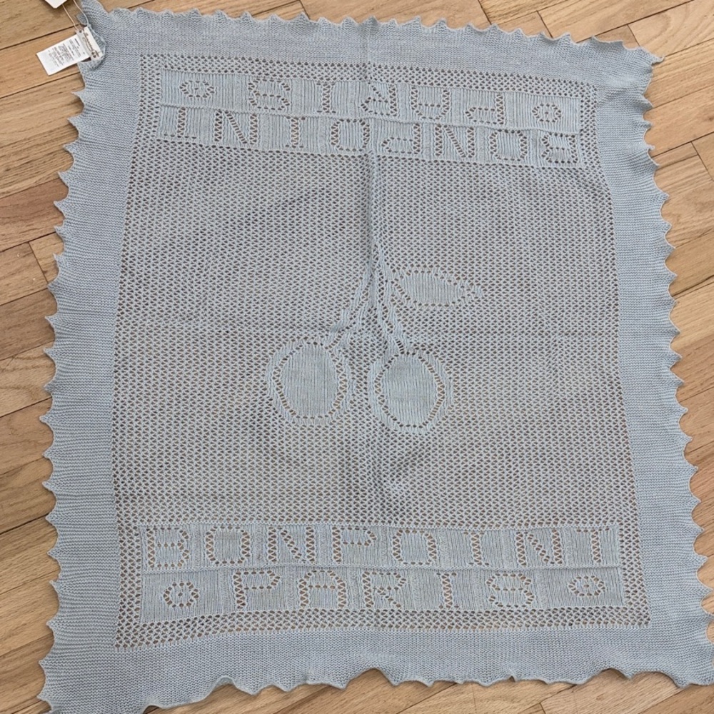 Brand new with tags authentic Bonpoint Light Blue Knit Blanket
